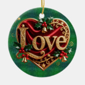 Luxury Red Velvet Gold Christmas (love) Keramisch Ornament (Voorkant)