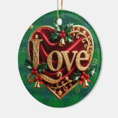 Luxury Red Velvet Gold Christmas (love) Keramisch Ornament (Links)