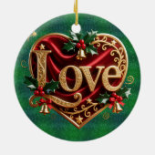 Luxury Red Velvet Gold Christmas (love) Keramisch Ornament (Achterkant)