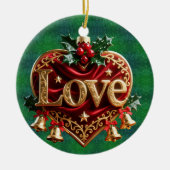 Luxury Red Velvet Gold Christmas (love) Keramisch Ornament (Voorkant)