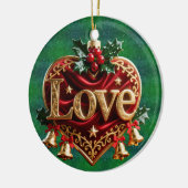 Luxury Red Velvet Gold Christmas (love) Keramisch Ornament (Links)