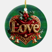 Luxury Red Velvet Gold Christmas (love) Keramisch Ornament (Achterkant)