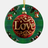 Luxury Red Velvet Gold  Christmas (love) Keramisch Ornament (Voorkant)