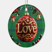 Luxury Red Velvet Gold  Christmas (love) Keramisch Ornament (Links)