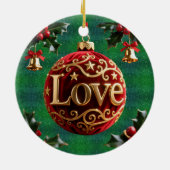 Luxury Red Velvet Gold  Christmas (love) Keramisch Ornament (Achterkant)