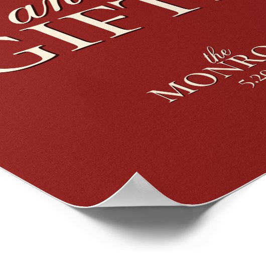 Luxury Red Wedding Bridal Shower Cards and Gifts Poster (Hoek)