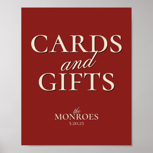 Luxury Red Wedding Bridal Shower Cards and Gifts Poster (Voorkant)