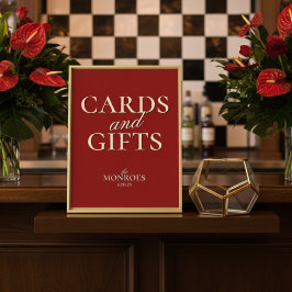 Luxury Red Wedding Bridal Shower Cards and Gifts Poster