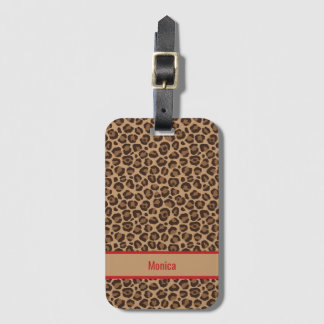 Luxury Red with Leopard Print  Bagagelabel