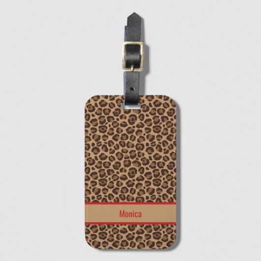 Luxury Red with Leopard Print Bagagelabel (Voorkant (verticaal))