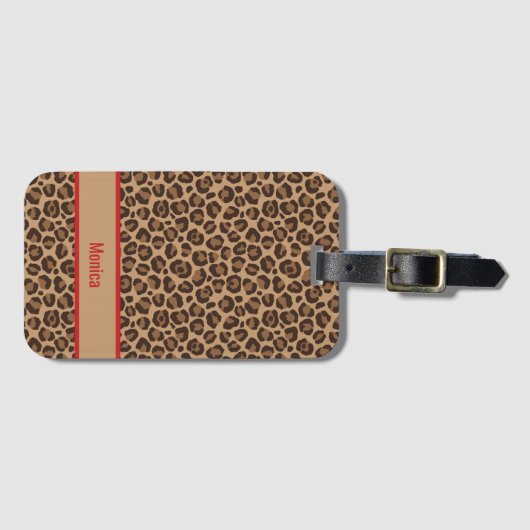 Luxury Red with Leopard Print  Bagagelabel (Voorkant (horizontaal))
