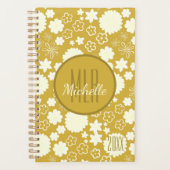 LUXURY RICH GOLD CREAM FLOWER CUSTOM MONOGRAM JAAR PLANNER (Voorkant)