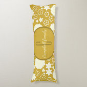 LUXURY RICH GOLD CREAM ROYAL BLUE FLOWER MONOGRAM LICHAAMSKUSSEN (Voorkant Verticaal)