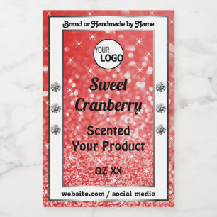 Luxury Robijn Rood Glitter Logo Productlabel Voedselcontainer Etiket