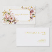 Luxury Romantic Blush Floral Peony and Gold Frame Visitekaartje (Voorkant / Achterkant)