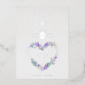Luxury Romantic Botanical Floral Lavender Heart Folie Uitnodiging (Voorkant)