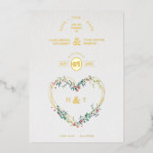 Luxury Romantic Botanical Floral Pink Shades Heart Folie Uitnodiging (Voorkant)