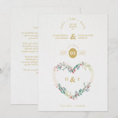 Luxury Romantic Botanical Floral Pink Shades Heart Save The Date (Voorkant / Achterkant)