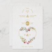 Luxury Romantic Floral Pink Red Shades Heart Save The Date (Voorkant / Achterkant)
