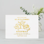 Luxury Romantic Flourish Calligraphy Wedding Gold Folie Uitnodiging (Staand Voorkant)