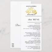 Luxury Romantic Flourish Calligraphy Wedding Gold Menu (Voorkant / Achterkant)