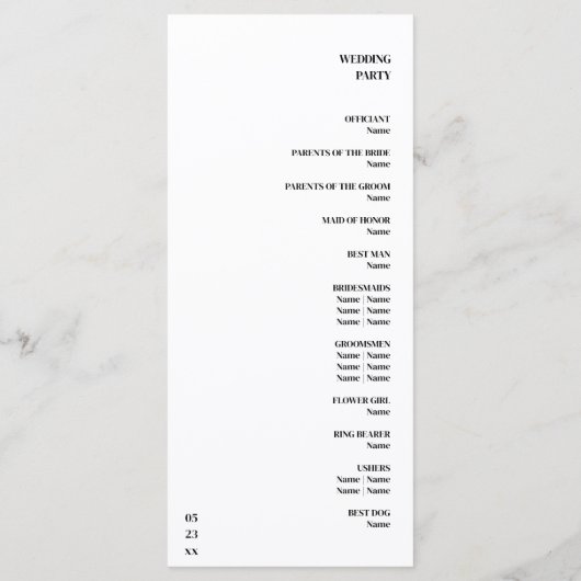 Luxury Romantic Flourish Calligraphy Wedding Gold Programmakaart (Achterkant)