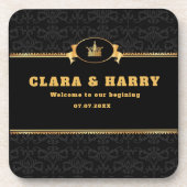 Luxury romantic gold calligraphy flourish wedding  bier onderzetter (Voorkant)