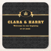 Luxury romantic gold calligraphy flourish wedding kartonnen onderzetters (Voorkant)