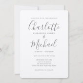 Luxury Romantic Silver Metallic Script Weddenschap Kaart (Voorkant)