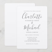 Luxury Romantic Silver Metallic Script Weddenschap Kaart (Voorkant / Achterkant)