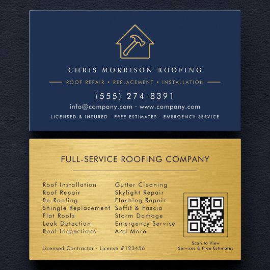 Luxury Roofing Roofer Company QR Code Visitekaartje