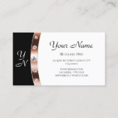 Luxury Roos Gold Black en White Initialen Diamonds Visitekaartje (Achterkant)