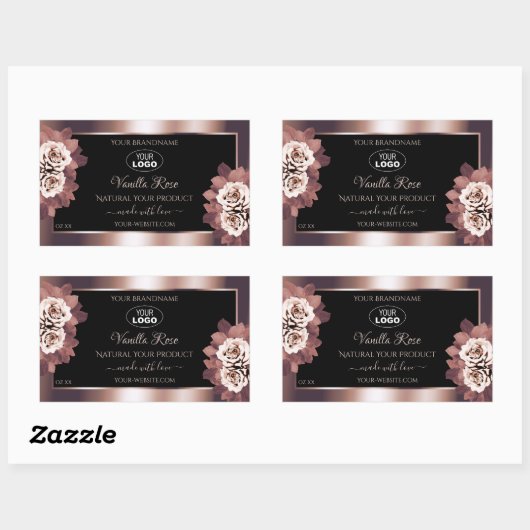 Luxury Roos Gold Black Floral Product Labels Logo (Vel)