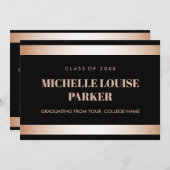 Luxury Roos Gold Black Photo Afstuderen Kaart (Voorkant / Achterkant)