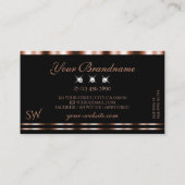 Luxury Roos Gold Black Sparging Diamonds Initialen Visitekaartje (Achterkant)