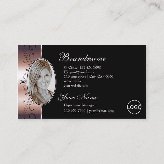 Luxury Roos Gold Black Squiggins Jewels Logo Foto Visitekaartje (Achterkant)