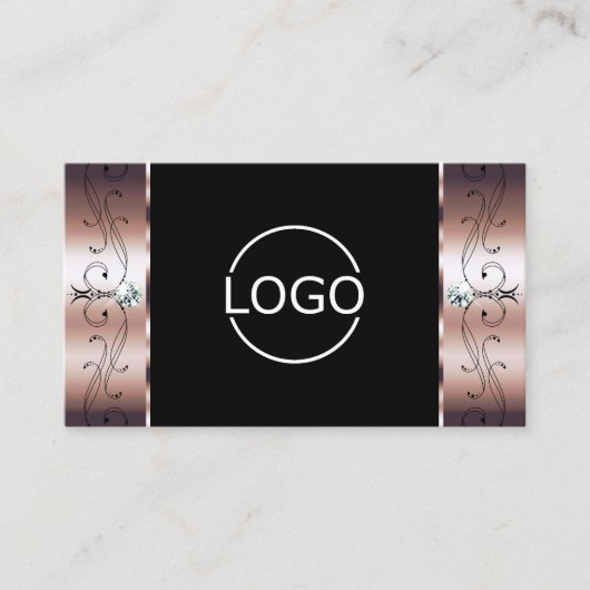 Luxury Roos Gold Black Squiggins Jewels Logo Foto Visitekaartje (Voorkant)