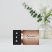 Luxury Roos Gold en Black met Shimmery Diamonds Visitekaartje (Staand voorkant)