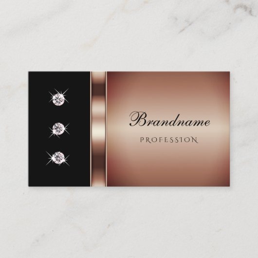 Luxury Roos Gold en Black met Shimmery Diamonds Visitekaartje (Voorkant)