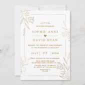 Luxury Roos Gold Flowers Lijst Wedding Kaart (Voorkant)