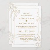 Luxury Roos Gold Flowers Lijst Wedding Kaart (Voorkant / Achterkant)