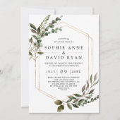 Luxury Roos Gold Geometric Greenery Wedding Kaart (Voorkant)