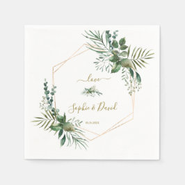 Luxury Roos Gold Geometric Greenery Wedding Servet