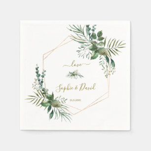 Luxury Roos Gold Geometric Greenery Wedding Servet