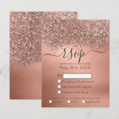 Luxury Roos Gold Glitter Confetti Metallic Wedding RSVP Kaartje (Voorkant / Achterkant)