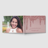 Luxury Roos Gold Glitter schrijft Quinceanera-foto Gastenboek (Volledig)