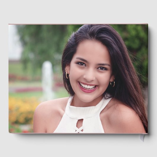 Luxury Roos Gold Glitter schrijft Quinceanera-foto Gastenboek (Achterkant)