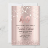 Luxury Roos Gold Glitter String Lights Uitnodiging (Voorkant)