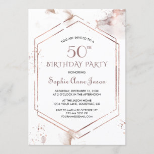 Luxury Roos Gold Lijst Washes 50th Birthday Kaart