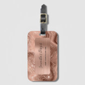 Luxury Roos Gold Marble Agate Glam Folie Bagagelabel (Voorkant (verticaal))